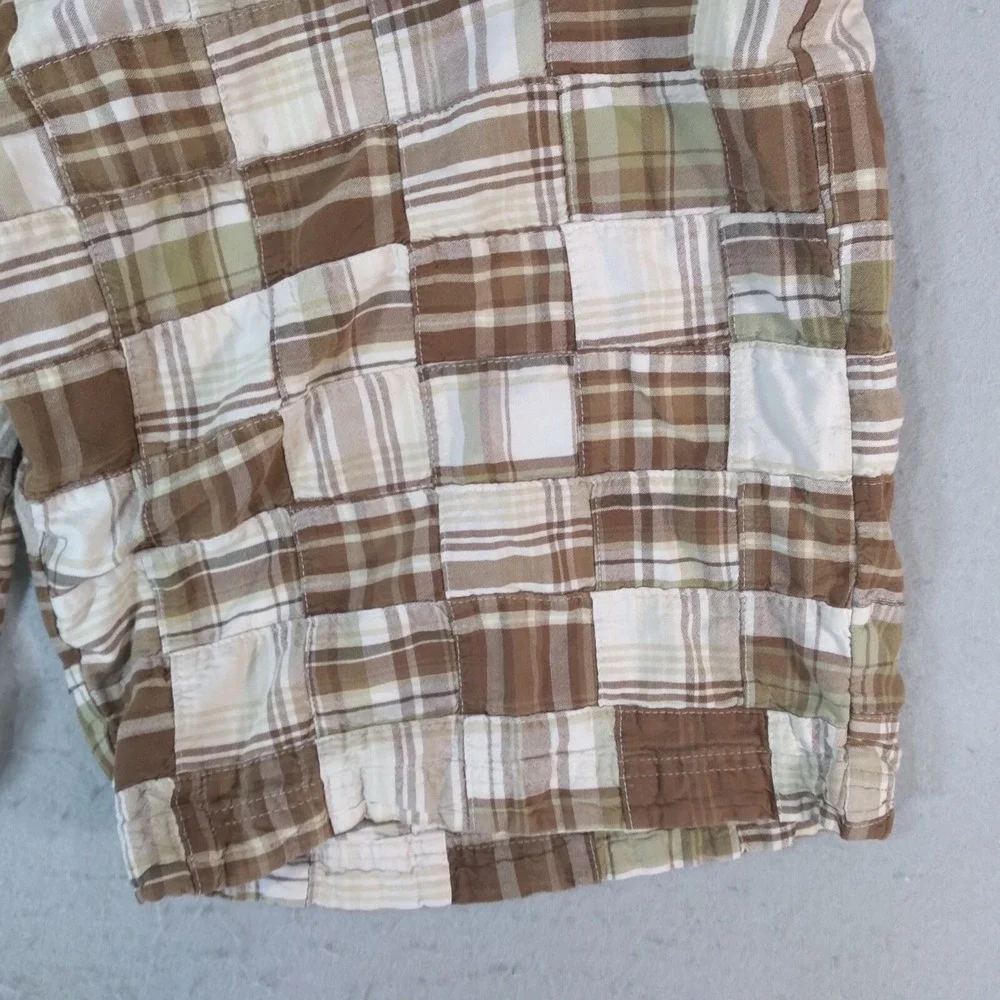 Arizona Jean Co Shorts men's 38 x 12 Bermuda Patchwork plaid Brown cotton preppy